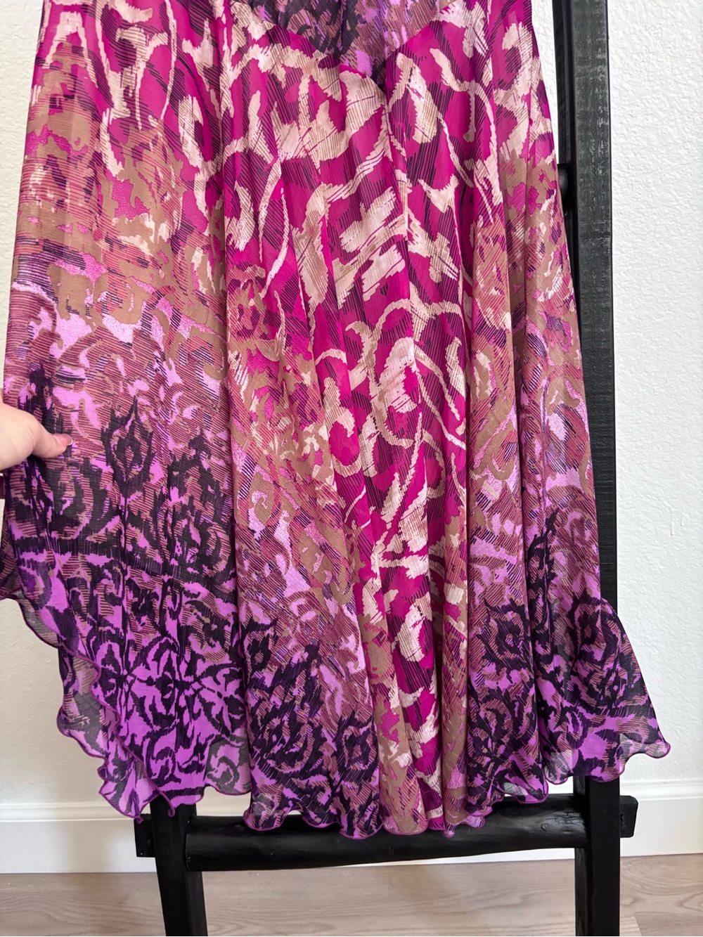 Vintage Y2K Rabbit Rabbit Rabbit Designs Abstract Floral Asymmetrical Chiffon 10 - Picture 3 of 9